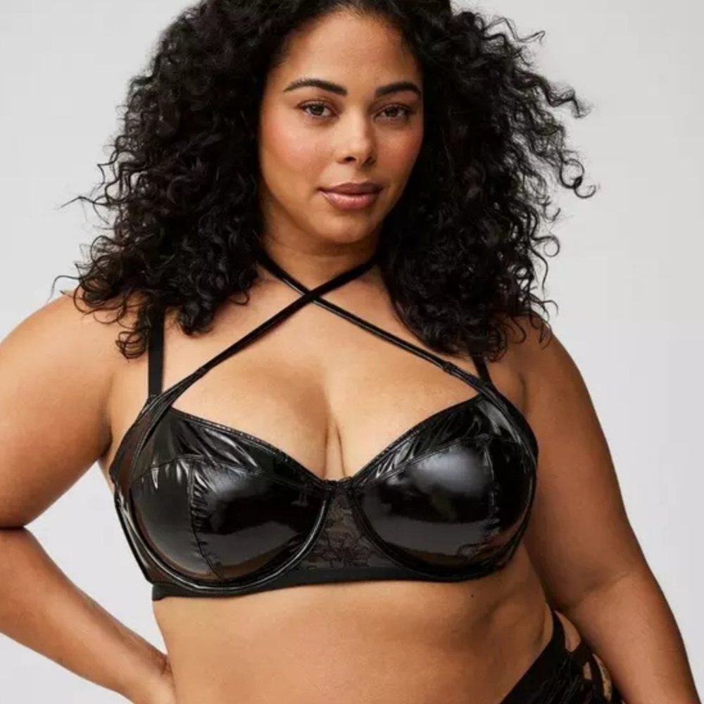 Torrid Black Patent Leather Bustier Bra 4X